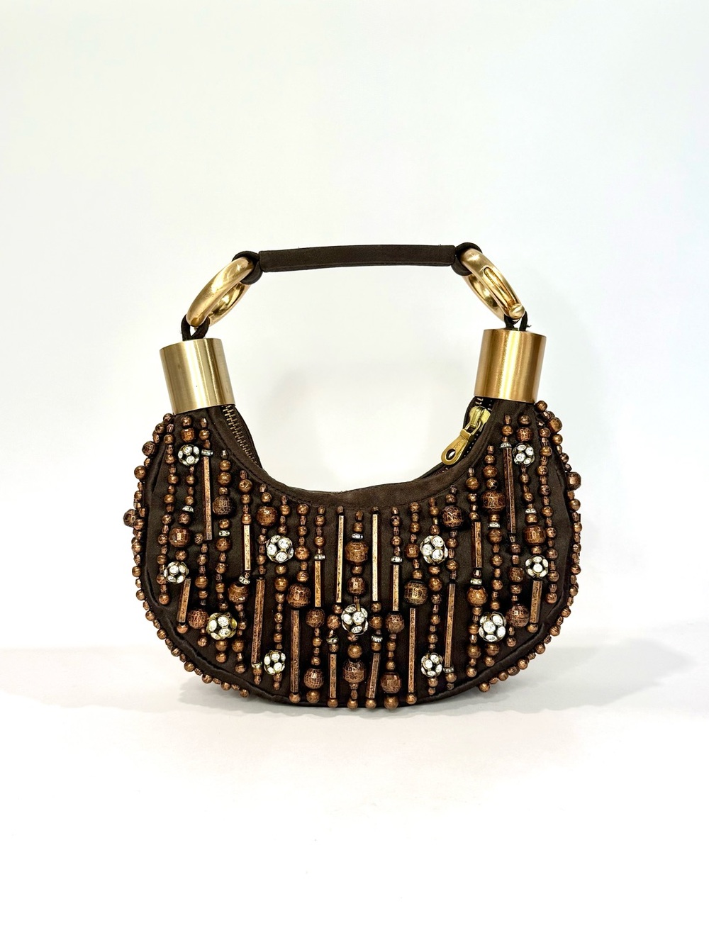 RARE Chloé Brown Beaded Mini Bracelet Bag - Picture 8 of 11